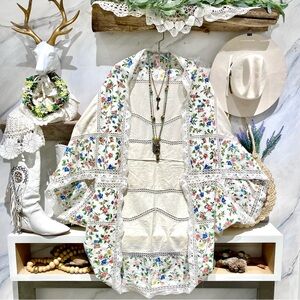Artisan farmhouse crochet floral granny duster cocoon kimono w prairie vibe